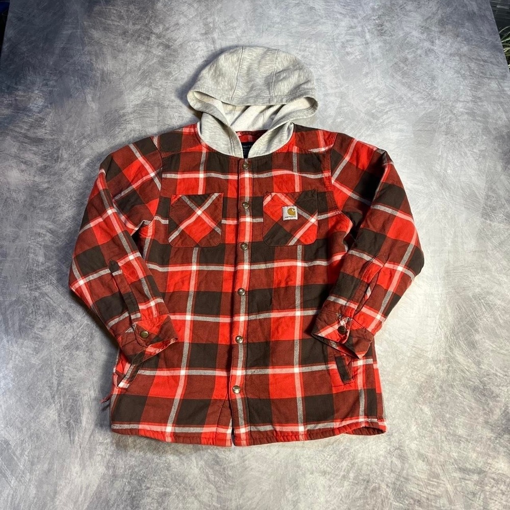 Carhartt Sherpa Lined Flannel Jacket With Hood